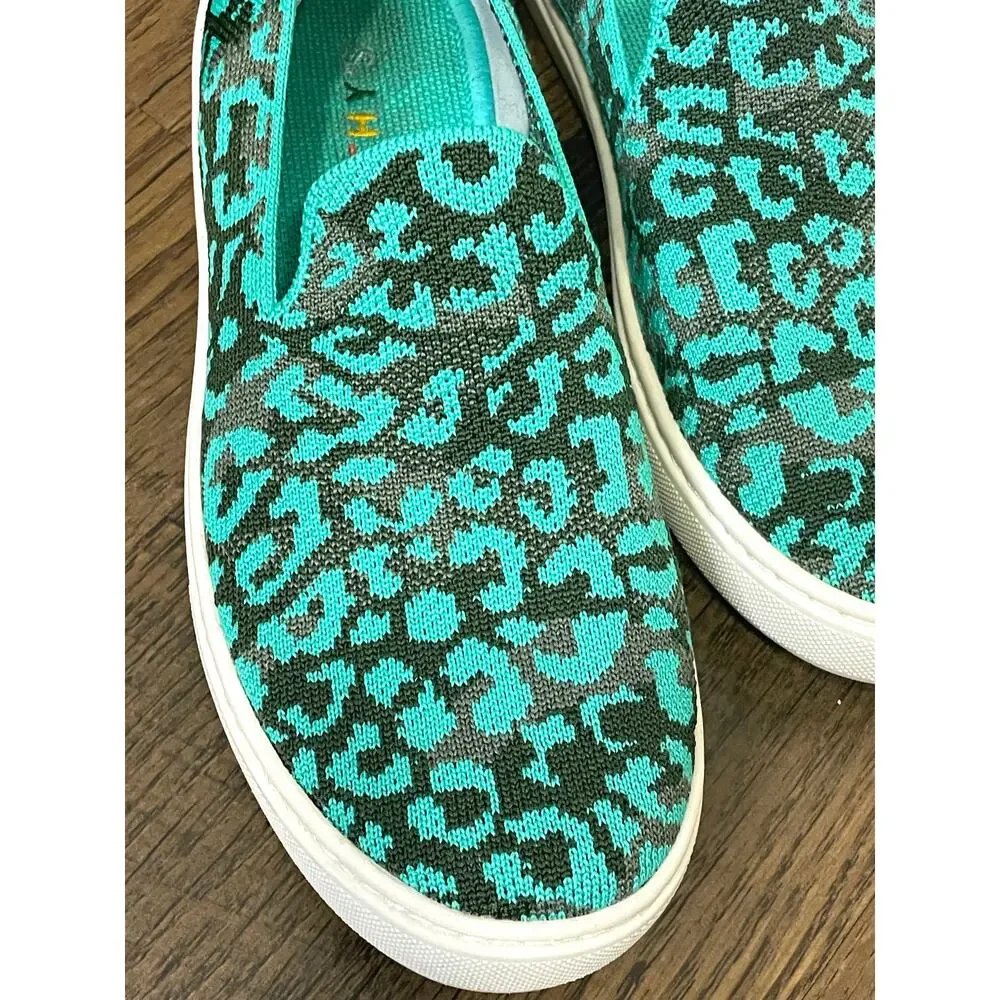 Rothy's The Kids Sneaker Teal Camo Recycled Slip On US Kids Size 4